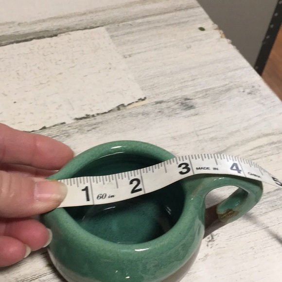 Set of two teal/brown handcrafted signed pottery bowl with lid & pitcher - Picture 8 of 9